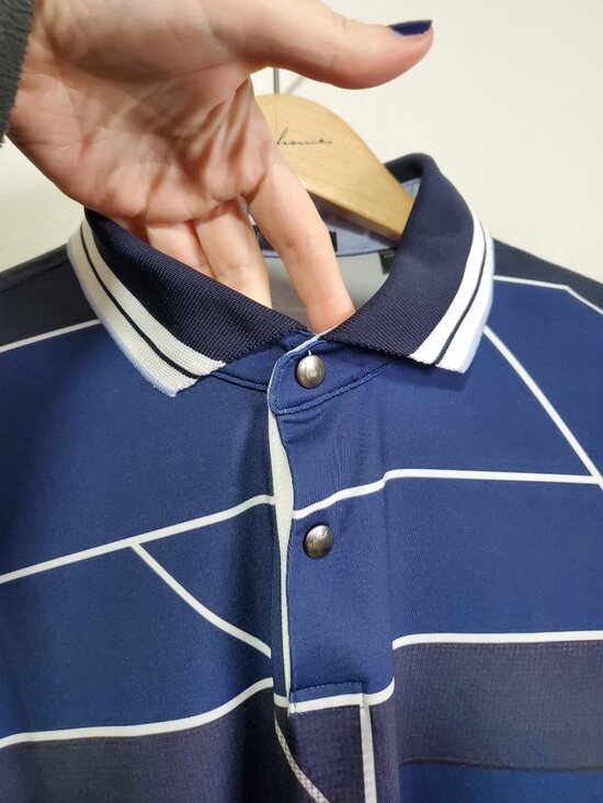 GREYSON Performance Golf Polo Shirt Stretch Snap Button Striped Geometric Men XL - Picture 3 of 12